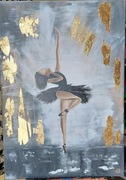 Baletnica w czerni 70x100 cm farby akrylowe