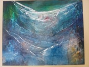 Serce oceanu . Duży obraz abstrakcyjny . Obraz olejny 