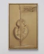 Oryg. minimalist. rys."Sweet Caroline na kontrabas" z cert. i sygnaturą 