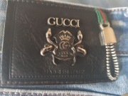 GUCCI spodnie dżinsy zdobione łańcuszki kieszonki