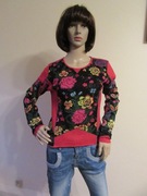 KENZO PARIS sweter bawełniany vintage kolorowy w kwiaty jak nowy _ S/M