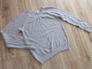 swetr Va Vite z perełkami pearls szary błękitny rozm 38/40 M/L