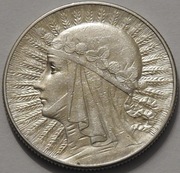 Srebrna moneta 5 zł złotych Głowa Kobiety 1933-36r. oryginał