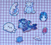 Arktyczny zestaw naklejek handmade