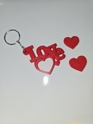 Brelok, zawieszka do kluczy. Walentynki. LOVE serce, ramka na zdjęcie. Czer