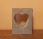 Świecznik drewniany serce LOVE 2 elementowy. Bavaria XXw. 