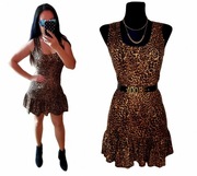 Sukienka w PANTERKĘ z FALBNKĄ na dole XS/S