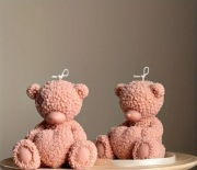 Forma silikonowa MIŚ RÓŻANY Z SERCEM do świec gipsu wosku sojowego DIY