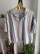 Zwiewna bluzka z kołnierzykiem w paski 100% wiskoza plus size