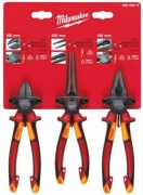 Zestaw 3x Szczypce VDE izolowane Milwaukee – uniwersalne, długie, boczne