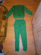 Dres zielony bluza dresowa spodnie dresowe z lampasem kieszeniami PRL