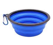 Składana,  Silikonowa Miska Dla psa na wodę  / Karmę 350 ml, niebieska 