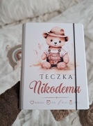 Duża teczka "Miś" dla chłopca z imieniem prezent personalizowany metryczka 