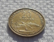 Francuskie Wybrzeże Somalii Dżibuti 20 franków 1952 KM# 7 Rzadkie