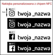 Naklejka SOCIAL MEDIA z chipem NFC, zbiżeniowa 