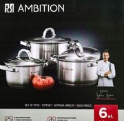 Zestaw garnków Ambition  stal nierdzewna 6 el.