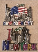 Magnesy metalowe na lodówkę 2szt. NEW YORK. Nowy Jork USA Stany Zjedn.(36)