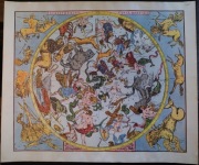 PRL Mapa Nieba Północnego Homanni 1710 Reprint Sygnowany WAIF 54,5 x 45,5