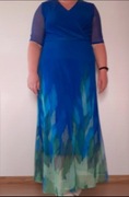 Piękna długa szafirowa sukienka, 50/52, XXL, 3XL, 4XL, elegancka,na wesele