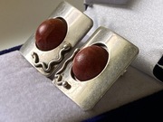 Stare srebrne kolczyki z koralem srebro vintage retro PRL