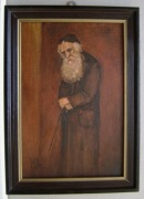 judaica - PORTRET ŻYDA STOJACEGO 34x25cm olej płótno + stara rama