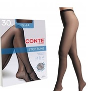 Rajstopy 30 DEN czarne rozmiar 2-5 matowe bezmajtkowe Conte Tulle tiulowe