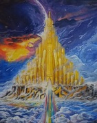 Asgard - obraz olejny malowany na płótnie - inspirowany mitologią Nordycką 