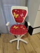 Krzesło obrotowe fotel biurowy dla dziewczynki White Butterfly 