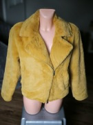 Topshop kurtka damska ramoneska ciepła musztardowa a'la miś futerko żółta