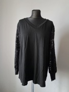 Becca Nowa piękna czarna bluzka 2XL/3XL 44/46 koronkowe rękawy
