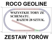 GLEDZIU KOLEJKA MAKIETA ROCO TORY GEOLINE WR G200 R3 ZESTAW 28SZT STAN BDB-
