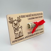 Kartka Świąteczna RUDOLF z Drewna – Elegancki Prezent na Gotówkę!