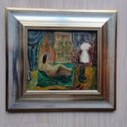 Obraz olejny na desce Akt w atelier Andrzej Cybulski A.C.1944