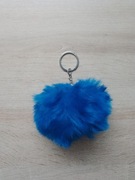 Brelok pompon futerko szafirowy niebieski 