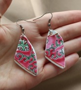 Kolczyki z porcelany Mun Shou - upcycling rękodzieło, unikat eko prezent