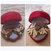 2 pary kolczyki listki i serduszka kolor złoty wkręty sztyfty stal okazja