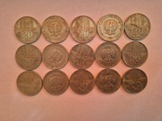 Zestaw 15 monet 20 zł - WIEŻOWIEC I KŁOSY - lata 1973 do 1976. Obiegowe.