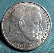 Moneta srebrna Niemcy 5 Marek Hindenburg 1936 A