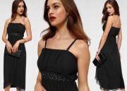 CZARNA ŚLICZNA SUKIENKA KOKTAJLOWA MIDI MELROSE 36