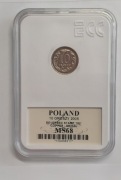 10 groszy 2005 menniczy destrukt ODWROTKA 180 stopni GCN MS68