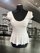 Biała bluzka baskinka dłuższy tył neon elegancka