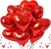 Balony foliowe w kształcie serca czerwone 12 sztuk 45cm 