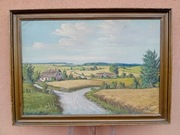 STARY DUŻY   OBRAZ OLEJNY NA PŁÓTNIE sygnowany 