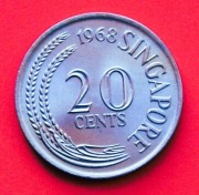 20 Centów  1968 r  -  Singapur  Marlin    Piękny stan  !!