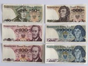 Banknoty PRL 1982-1988 50 100 500 i 1000 zł 