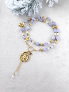 Chalcedon, jadeit, kryształ górski, cyrkonia, hematyt, stal - UNIKAT