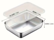 Metalowy pojemnik ze stali nierdzewnej z pokrywką 255x200x55mm - 2szt