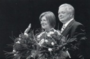 Prezydent Lech Kaczyński z małżonką - Solidarność - Pocztówka, kartka.
