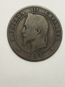Sprzedam monetę Francja 10 centymów 1861r. BB Napoleon III