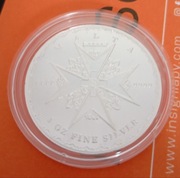 Piękna moneta srebrna 5 EURO Malta , 1 uncja próby 9999